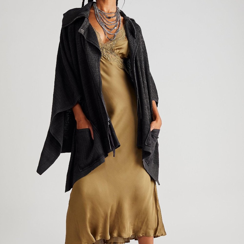 Free People Black Poncho Sweater